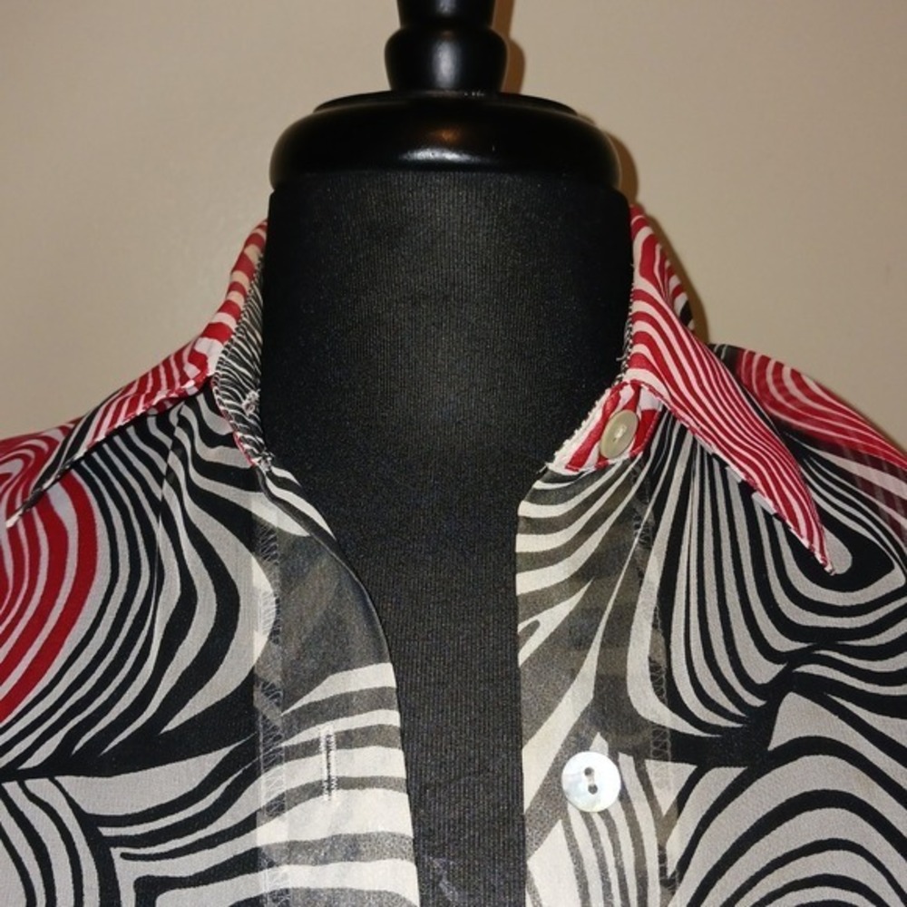 Vintage NICOLA PETITE Sheer Swirl Print Long Sleeve Blouse & Tank Top Shirt PP - Picture 3 of 11
